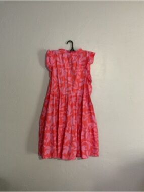 Women’s Pink Leaf-Print Tiered Casual Dress